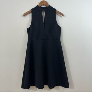 NWT Retro Mini Halter Dress Medium Black Soprano Keyhole A-line LBD Little Mock